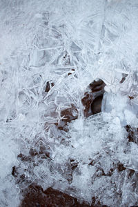 Full frame shot of frozen ice