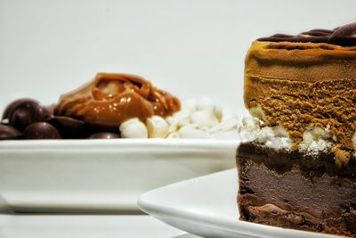 Close-up of chocolate cake in plate