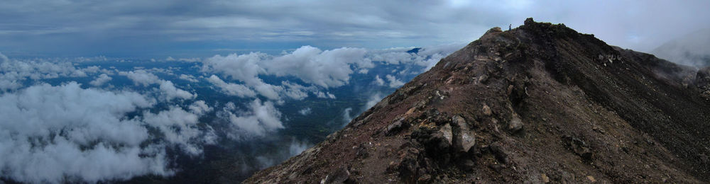 Panoramic view of snowcapped mountains against sky