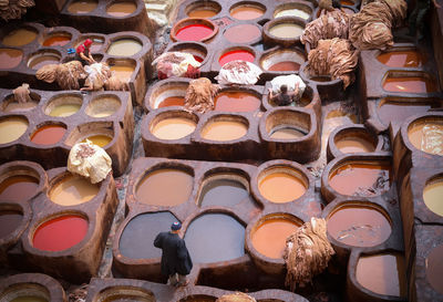 High angle view of for sale in market