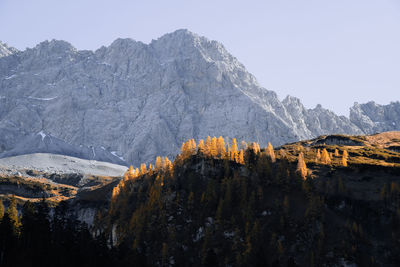 Scenic view of mountains against clear sky. ahonrboden in autumn, tirol, austria