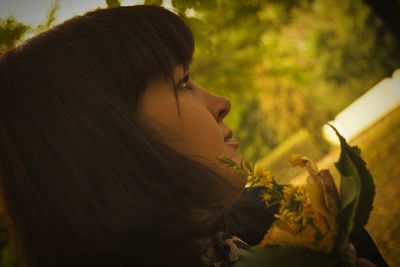 Woman looking at camera
