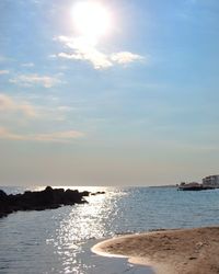 Scenic view of sea against sky at sunset