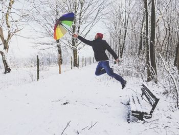 Man jumping in tunnel