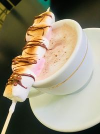 Close-up of coffee cup on table