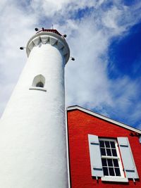 Low angle view of lighthouse against sky