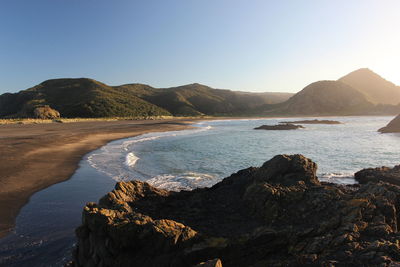 Scenic view of sea against clear sky