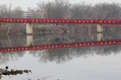 Bridge over lake during winter