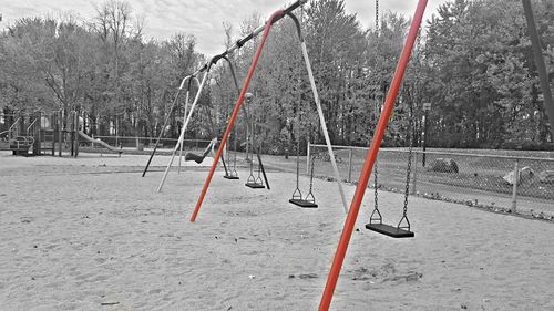 Empty swing in playground