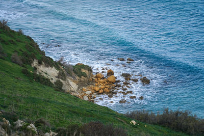 High angle view of beach