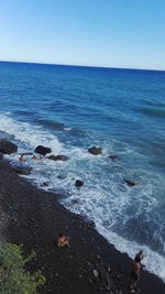 Scenic view of sea against clear sky