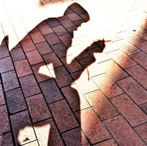 Shadow of person on footpath