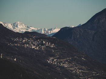 Scenic view of mountains against clear sky