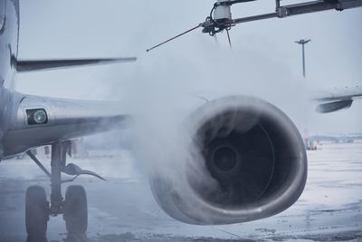 Airplane at airport during winter