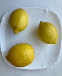 High angle view of fruits in plate