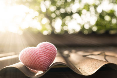 Close-up of heart shape against blurred background