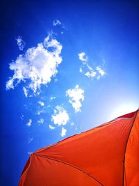 Low angle view of tent against sky