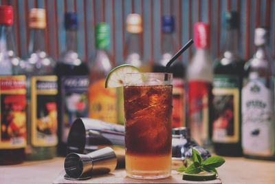 Close-up of drink on table