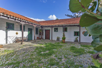 Low angle view of houses against sky