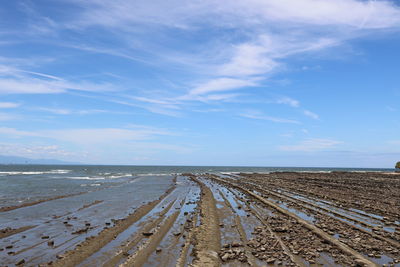 Scenic view of beach against sky