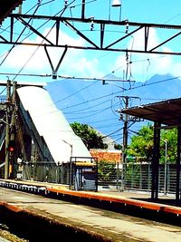 Railroad station platform against sky