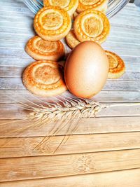 High angle view of bread on table