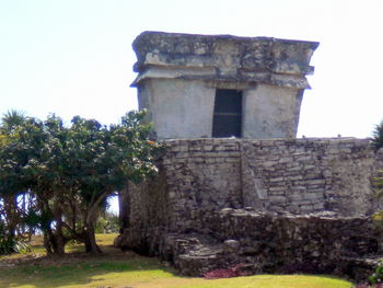 Low angle view of built structure against clear sky