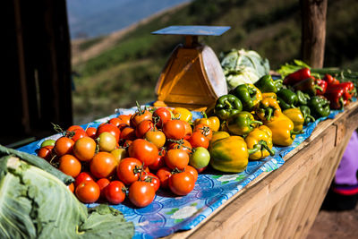 Close-up of tomatoes for sale at market stall