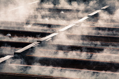 High angle view of staircase in building