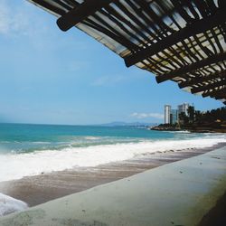 Scenic view of sea against clear sky