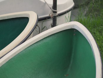 Close-up of boat sailing in sea