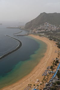 High angle view of beach against sky