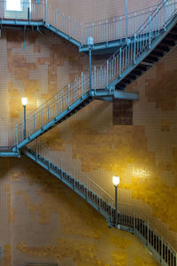 Illuminated staircase in building st. pauli-elbtunnel