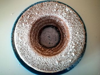 High angle view of bread in plate on table