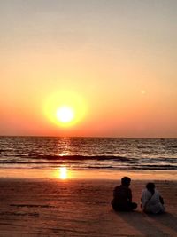 Scenic view of sea at sunset