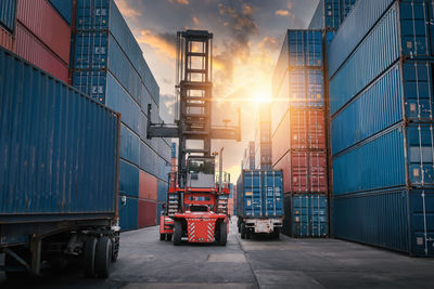 View of commercial dock against sky