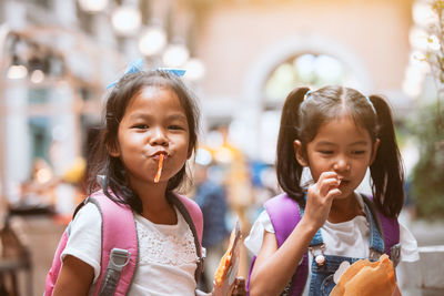 Portrait of cute girl and ice cream