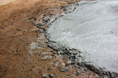 High angle view of mud on shore