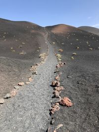Scenic view of land against clear sky