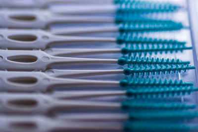 Full frame shot of plastic arranged on table