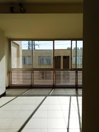 Building seen through glass window