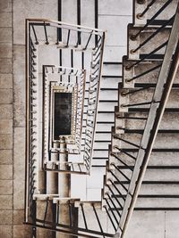 High angle view of spiral stairs