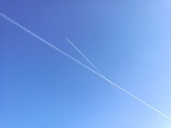 Vapor trail against clear blue sky