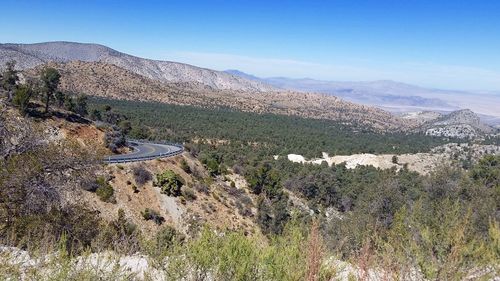 High angle view of landscape against clear sky