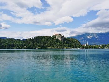 Scenic view of lake against sky