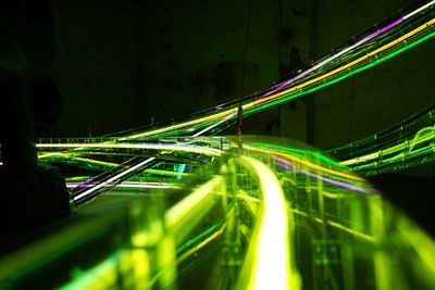 Light trails on bridge at night