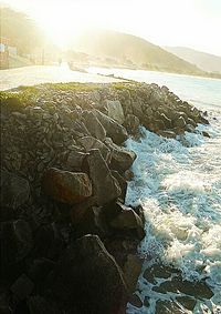 View of beach during sunset