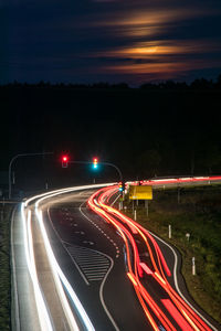 Light trails on highway at night