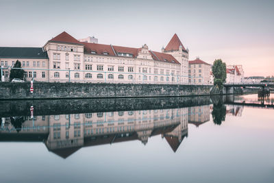 Reflection of buildings in water