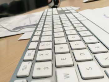 High angle view of computer keyboard on table